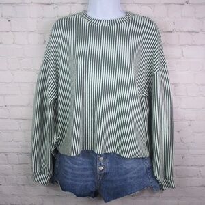 Bershka Puff Long Sleeve Vertical Striped Top